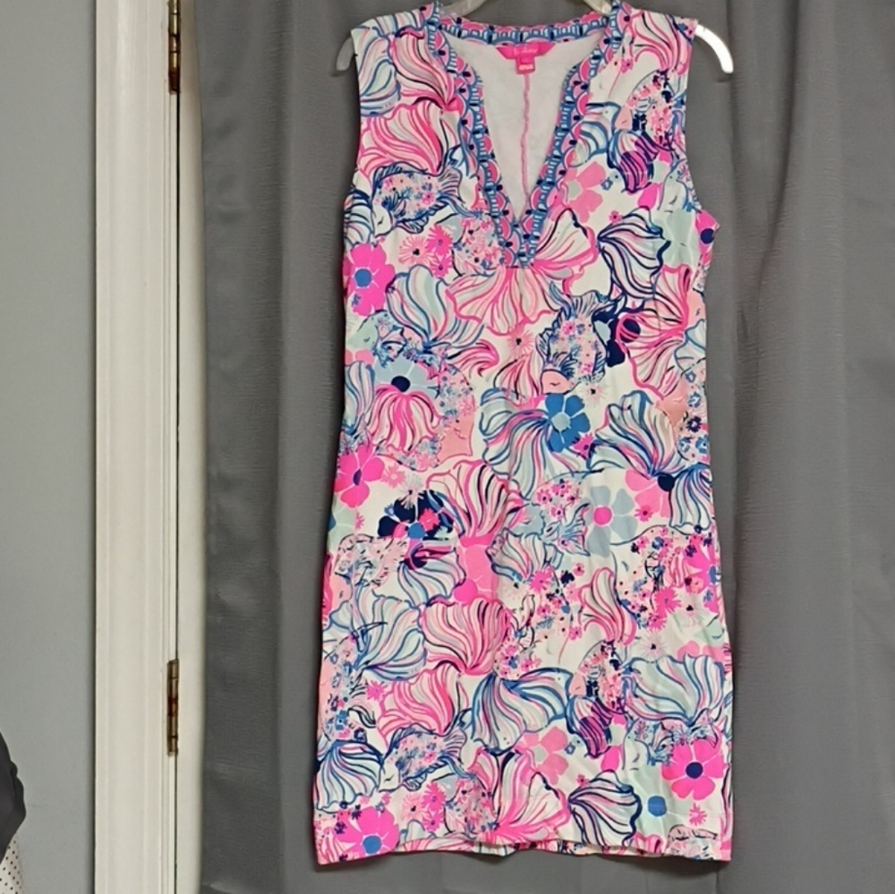 ❤️LILLY PULITZER Camari Prosecco Pink "Make A Splash" Shift Dress Size Medium
